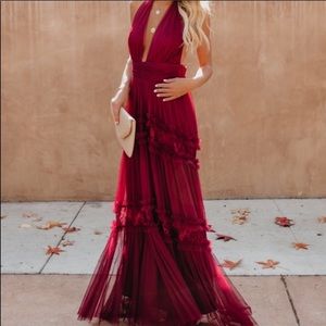 VICI Dolls Open Your Heart Halter Lace Maxi Dress